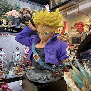 Estatua de Busto de Trunks del Futuro Super Saiyan de Dragon Ball Z a Escala 1:1 con Espada y Base de Dragón en Resina - Product Image 1
