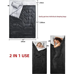 Sac de couchage double pour 2 personnes, imperméable, léger, avec sac de compression pour la randonnée et les voyages - Product Image 2