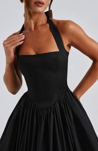 Vestido <span class=keywords><strong>de</strong></span> Verano Chic con Cuello Halter, Sin Mangas, Elegante, para Fiesta, con Cordones, Corte A, Ajustado, Sexy, para Mujer - Product Image 5