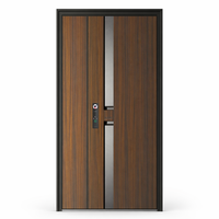 Porte d'entrée sécurisée automatisée avec reconnaissance faciale 3D, panneau métallique massif, entrée de villa futuriste, pour appels d'offres professionnels