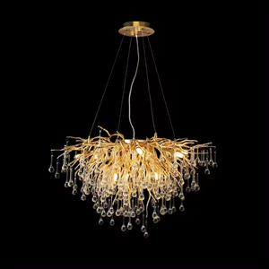 Decorative <b>Crystal</b> Raindrop Pendant <b>Lights</b> dining room gold tree branch <b>chandelier</b> luxury gold for home hotel - Product Image 4