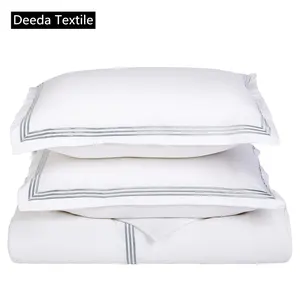 Deeda factory 100% cotton embroidery hotel quilt cover set
