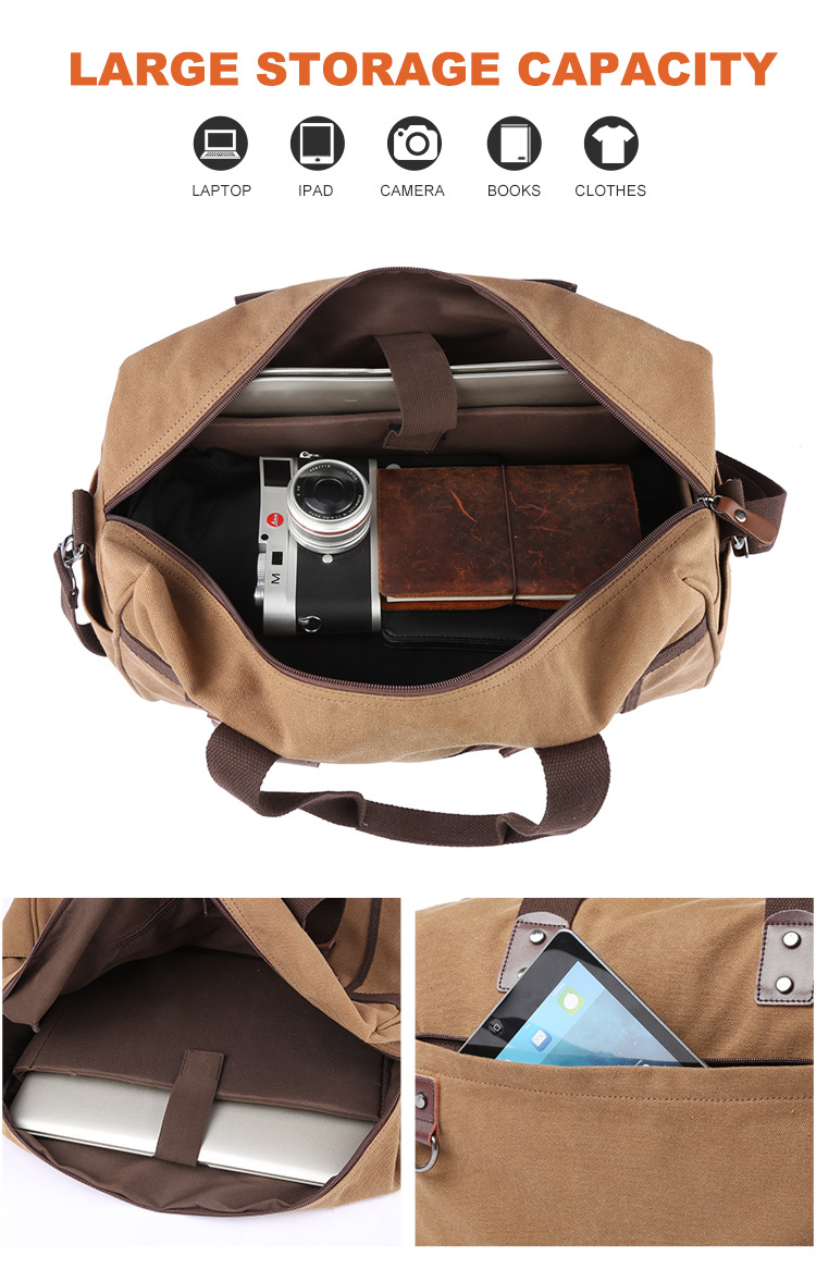 Men's Vintage Canvas Business Briefcase – Padded Laptop Messenger & Shoulder Bag - View 2