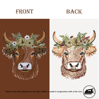 Nouvelles écussons brodés personnalisés en forme de vache avec un grand motif floral, à repasser sur les vêtements, les accessoires et les chapeaux
