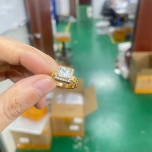 Tarnish Free Stainless Steel <b>Open</b> Cuff Adjustable Cz <b>Ring</b> PVD Gold Plated square Zircon Wedding <b>Ring</b> for Women - Product Image 6
