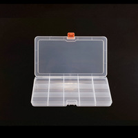 Boîte de rangement plate en plastique PP à 15 compartiments, jetable, pour accessoires de quincaillerie, vis, produits ménagers, cadeaux, emballage rectangulaire