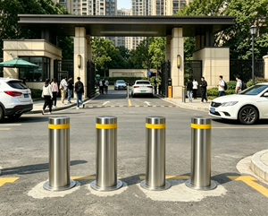 Bollard de sécurité robuste en acier inoxydable 304 avec bande réfléchissante jaune pour le stationnement - Product Image 5