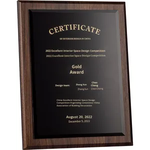 Medaglia di legno all'ingrosso della fabbrica targa personalizzata fatta su misura noce nera in legno massiccio medaglia autorizzazione certificato di nomina - Product Image 5