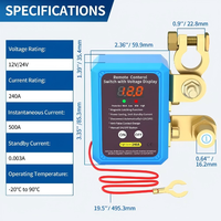 Interrupteur de déconnexion de batterie à distance 12 V avec indicateur de tension LED et interrupteur d'alimentation automatique - Vente chaude