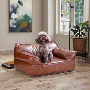 Umwelt freundliches Hunde bett aus braunem Leder für kleine Hunde Modernes Hochschlafs ofa aus der Mitte des Jahrhunderts Memory Foam Abnehmbar Wasch bar - Product Image 1