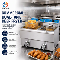 Friteuse électrique commerciale à double cylindre en acier inoxydable, double écran, grande capacité, 6,5 kW, friteuse de comptoir pour restaurant