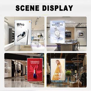 Caisson lumineux double face pour éclairage d'image avec suspension d'affichage suspendue par câble en <span class=keywords><strong>acier</strong></span> inoxydable du plafond au sol avec poignée - Product Image 2