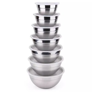 Stainless Steel Salad Bowl Set With Lid Colored <b>Silicone</b> Base Non Slip <b>Baking</b> Cooking Dough Mixing Bowl For Kitchen Use - Product Image 3