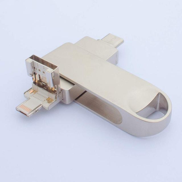 4 in 1 iPhone USB Flash 128GB Flash Micro USB Type-C 256 GB Flash Drive and USB 3.0 Ports for IPhone/Android/MacBook Smartphones