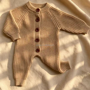 Conjunto de Punto Grueso 100% Algodón para Recién Nacidos y Niños Pequeños, Mono de <span class=keywords><strong>Invierno</strong></span> Cálido y Grueso, Ropa de Punto Clásica para Bebés - Product Image 4