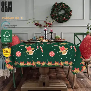 Christmas Waterproof Printing Table Cloth For Decoration Household Tablecloths Square Table Mat Cover 100% Polyester Fabric