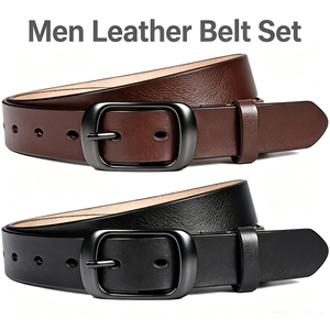 Ceinture en cuir vintage de haute qualité avec boucle en alliage de zinc pour homme, durable pour les occasions professionnelles, de bureau, décontractées et quotidiennes. - Product Image 1
