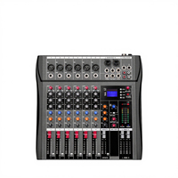 Console de Mixage Audio Professionnelle CT 6 à 6 Canaux, Contrôleur DJ Professionnel avec Alimentation Fantôme 48V Intégrée, MP3, BT, USB et Effets