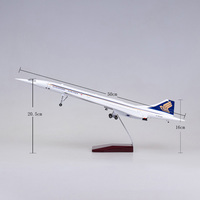 Modèle d'avion en résine Concorde supersonique de Singapore Airlines de 50 cm avec éclairage LED et trains d'atterrissage