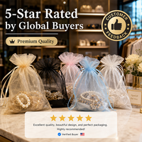 Sac à cordon en organza avec logo personnalisé, pochette à bijoux transparente de haute qualité pour les cadeaux de mariage, les cosmétiques, l'emballage de cadeaux, vente en gros