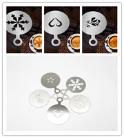 Noël 2023 5 pièces réutilisable Barista café Latte Art modèles en acier inoxydable café décoration pochoirs ensembles