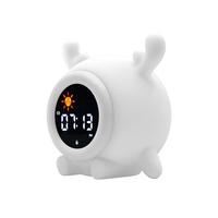 Veilleuse LED miniature de style hôtelier avec affichage Lune et Soleil, design 3D en forme d'animal, réveil RGB, idée cadeau de voyage intelligent pour enfants