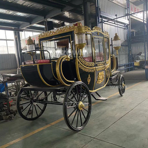 British Style Luxury Modern Durable Low Prices Horse Carriage Royal Black Gold <b>Buggy</b> Outdoor Service Cart - Product Image 3