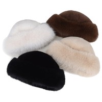 Topi Mongolia - Topi Bucket Kasual Tebal Hangat Berbulu Imitasi Mewah, Bernapas, Modis, Imitasi Bulu Mink, Unisex, Topi Nelayan
