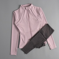 Nouvel ensemble de sport professionnel pour le yoga automne-hiver, veste zippée pour femme, cardigan ajusté, haut de sport pour la course à pied, en spandex et polyester, séchage rapide