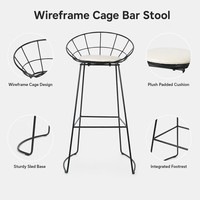Chaise de bar haute de qualité supérieure, élégante, en métal et fer forgé, avec revêtement rembourré