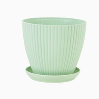 Pot de fleurs d'intérieur en résine avec plateau, durable, écologique, économique, rond, pour la culture d'herbes et de cactus, utilisation à la maison et au jardin