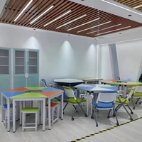Table de conférence moderne en métal trapézoïdal certifiée ISO, facile à utiliser, pour bureau, salle de classe, salle de lecture ou salle de tutorat scolaire