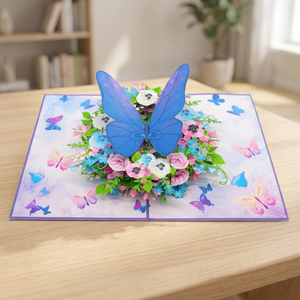 Carte pop-up tendance avec fleurs de primulles, faite à la main, en papier artistique de Hanoï, cadeaux du Poisson d'avril, impression offset, best-seller Viet-craft - Product Image 2