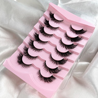 Cils artificiels doux, volumineux et effet naturel, 7 paires, style européen et américain, pour l'angle extérieur, allongés, bouclés, bande complète