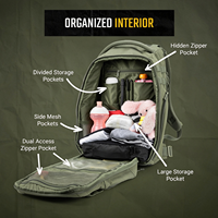 Sac à dos tactique pour bébé avec matelas à langer, sangles pour poussette, accès intégré aux lingettes et pochette isotherme – Édition UK