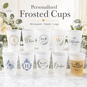 Gobelets en plastique givré personnalisés Sofia Ali, gobelets de fête de <span class=keywords><strong>mariage</strong></span> personnalisés avec monogramme, nom, logo pour les invités de l'événement - Product Image 1