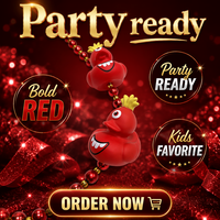 Großhandel: Personalisierte rote Zyklopen-Gummi-Enten-Perlenkette – Weihnachts-, Halloween-, Karnevalsparty-Dekoration, Outdoor-Großpackung