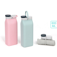 Bouteille d'eau pliable en silicone souple - Matériau de qualité alimentaire, légère et portable, peut être enroulée, idéale pour les voyages