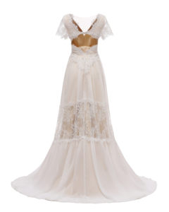 Vestido <span class=keywords><strong>de</strong></span> <span class=keywords><strong>novia</strong></span> <span class=keywords><strong>de</strong></span> manga corta con cuello <span class=keywords><strong>de</strong></span> pico profundo, vestido <span class=keywords><strong>de</strong></span> <span class=keywords><strong>novia</strong></span> <span class=keywords><strong>de</strong></span> encaje con línea A, bohemio, cola <span class=keywords><strong>de</strong></span> barrido <span class=keywords><strong>de</strong></span> <span class=keywords><strong>playa</strong></span>, pueblo, Espalda descubierta, cuentas, n. ° 1295 - Product Image 2