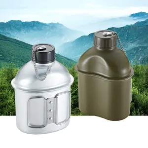 Factory Price Hiking Water Camping Canteen Water Aluminum Bottles With Drinking Cup