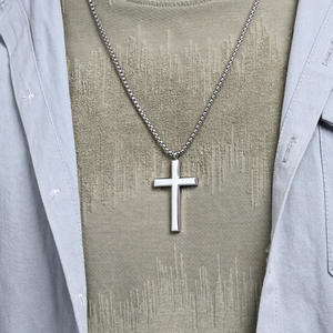 Unisex Stainless Steel <b>Cross</b> Pendant Necklace Minimalist Design For Daily Wear - Product Image 3