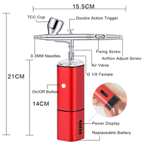 Mini ensemble de compresseur d'<span class=keywords><strong>aérographe</strong></span> Rechargeable de Type C modèles professionnels d'art minéral conception de <span class=keywords><strong>Graffiti</strong></span> de bricolage de maison - Product Image 2