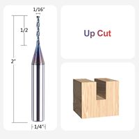 Fraise à queue en carbure pour PCB, 1/16 pouce, fraise de défonceuse spirale, revêtement Nano Bleu, 12 mm, 2 dents, pour travail des métaux CNC