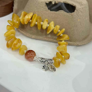 สร้อยข้อมือเงินแท้ S925 ประดับอำพัน พร้อมจี้แมวนำโชค สำหรับทุกเพศ ใส่ได้ทุกวัน เครื่องประดับคุณภาพดี - Product Image 4