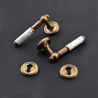 Offre Spéciale – Ensemble de Poignées de Porte et Serrures Magnétiques Silencieuses en Laiton Antique Massif Style Mid-Century avec Coquillages Naturels, Bronze Américain