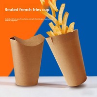 Gobelets en papier kraft jetables, personnalisés, imperméables et résistants à l'huile, pour frites, adaptés à l'emballage de plats à emporter