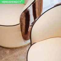 Fauteuil pivotant pour salon, style villa moderne minimaliste de luxe italien, en cuir véritable, chaises de salon