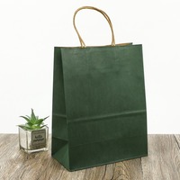 Sac en papier kraft recyclé brun imprimé avec logo personnalisé pour la vente à emporter d'aliments, emballage de pâtisserie, emballage de biscuits, sac en papier kraft avec poignées