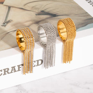 אירופה ארצות הברית הברית הברית 18 קארט מצופה זהב טיטניום תכשיטים נשים מתכווננת טבעת כדור פלדה משובצת - Product Image 3