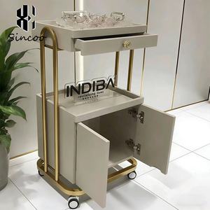 Carrito de Salón con Marco Metálico Estilo Europeo, Carrito de Belleza y Peluquería, Organizador de Almacenamiento con Estantes, Carrito Rodante para SPA con 4 Ruedas, Moderno para Sala de Estar - Product Image 5